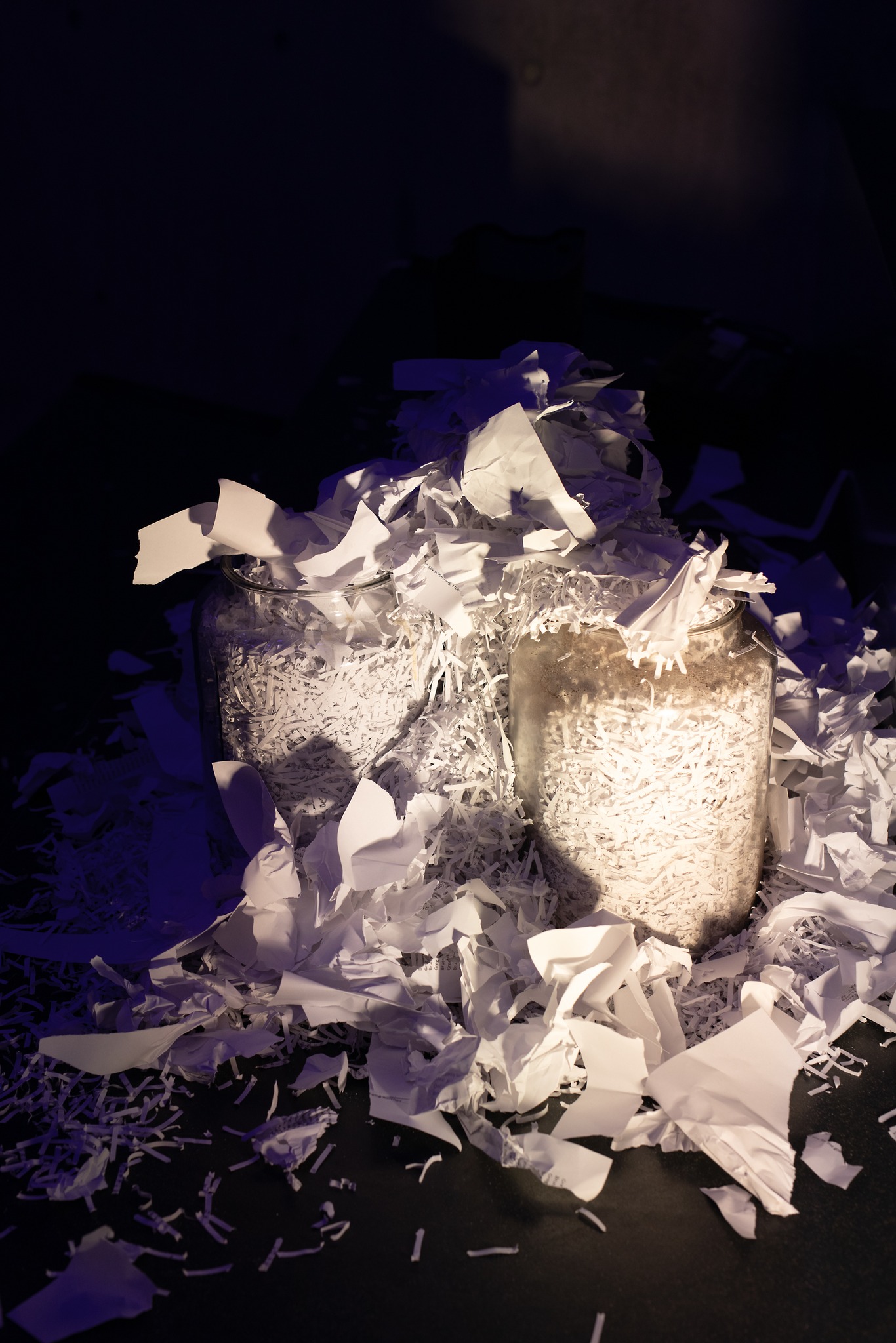 Shredded paper from nowhere, gradually
